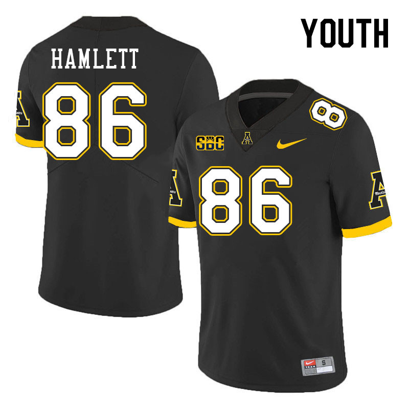 Youth #86 Kanen Hamlett Appalachian State Mountaineers College Football Jerseys Stitched Sale-Black